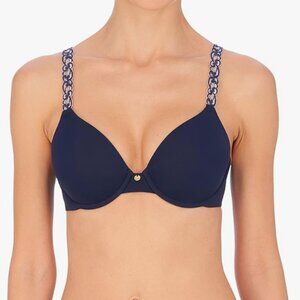 Natori Pure Luxe Custom Coverage Contour T Shirt Bra 38D 23080 38D Navy/Peach NU